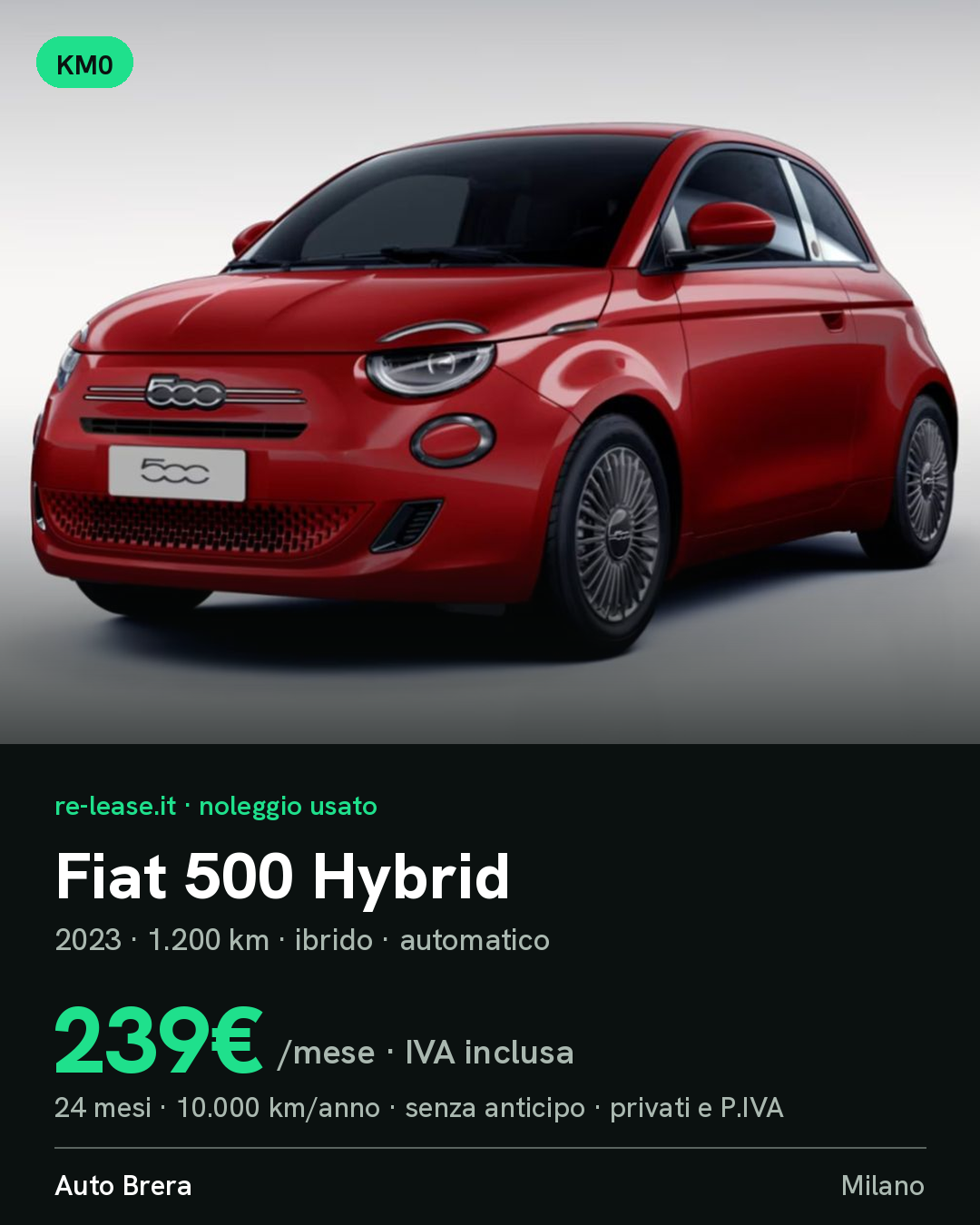 Esempio post social Fiat 500 Hybrid